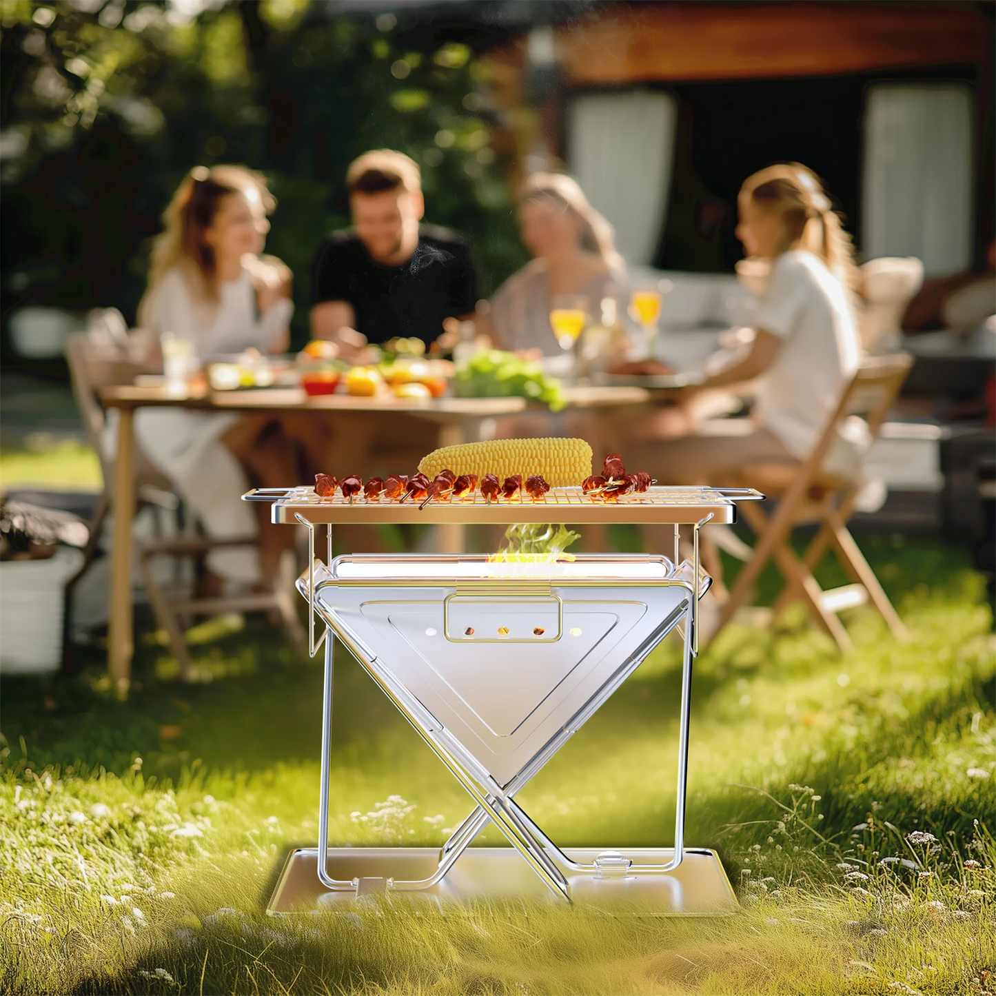 Stainless Steel Folding Fire Pit Grill