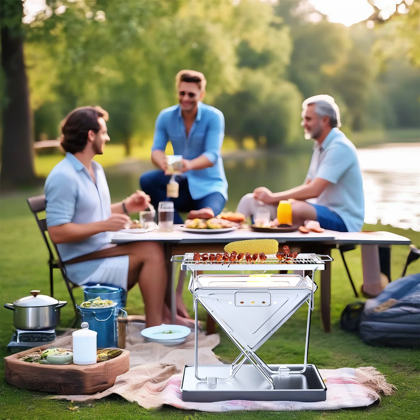 Stainless Steel Folding Fire Pit Grill
