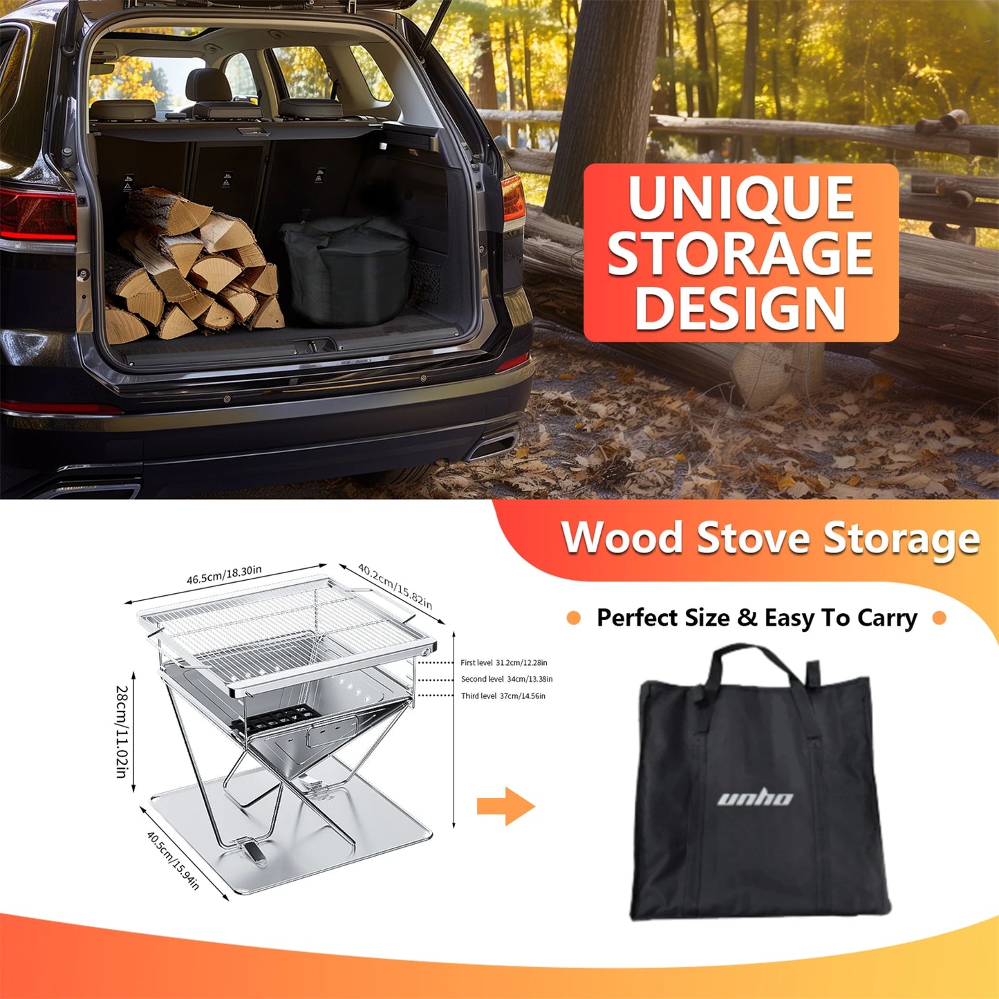 Stainless Steel Folding Fire Pit Grill
