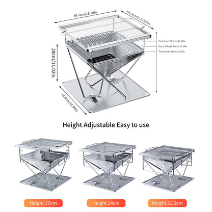 Stainless Steel Folding Fire Pit Grill