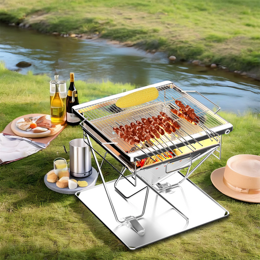 Stainless Steel Folding Fire Pit Grill